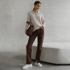 Gloria | Women's Ribbed Zip-Neck Sweater – Soft Collared Knit for Office and Weekend Wear