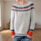 Charlotte | Women's Printed Round Neck Sweater with Ribbed Cuffs