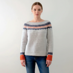 Charlotte | Women's Printed Round Neck Sweater with Ribbed Cuffs