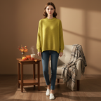 Virginia | Women's Diagonal Rib Knit Sweater Oversized Mock Neck