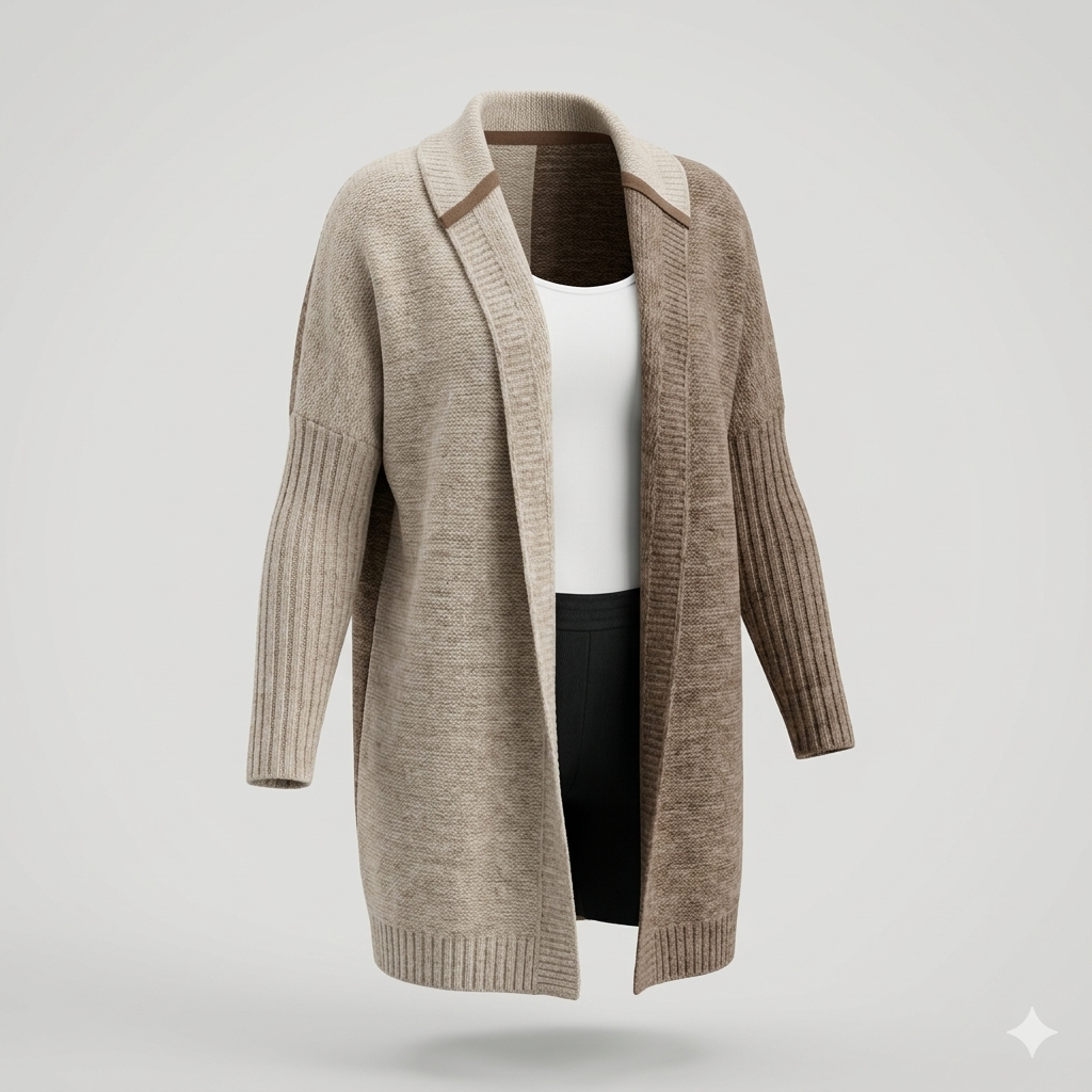 Leah | Women's Patchwork Hooded Knit Cardigan – Stylish Casual Comfortable Warm Everyday Layering Sweater