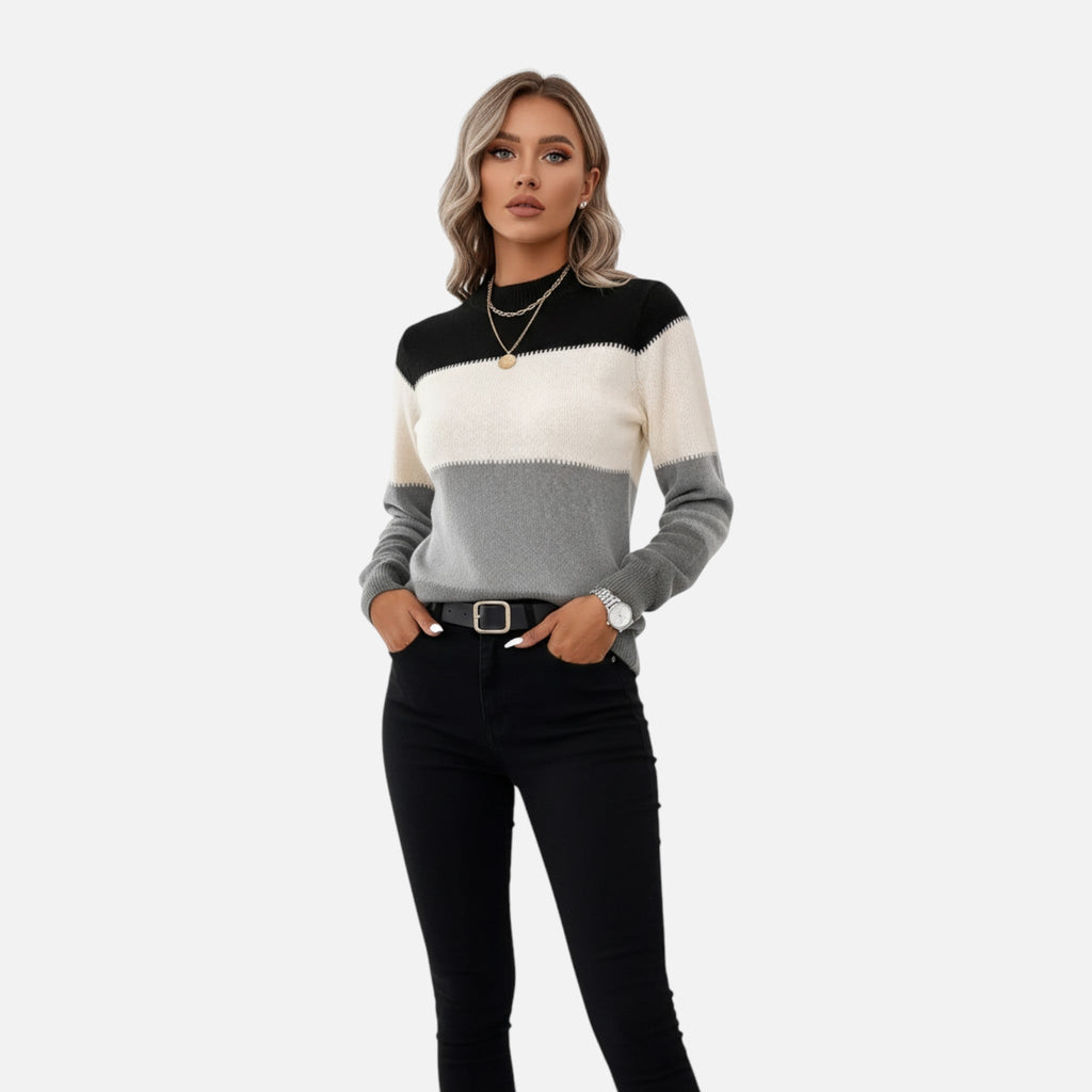 Meredith | Women's Striped Knit Crew Neck Sweater