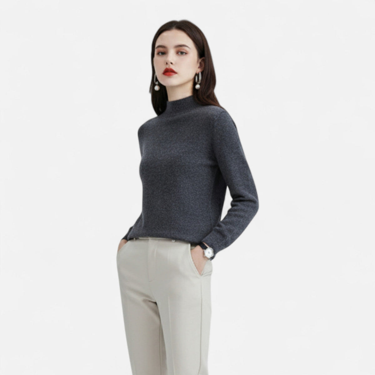 Jacqueline | Women's Pure Wool Half-Neck Sweater