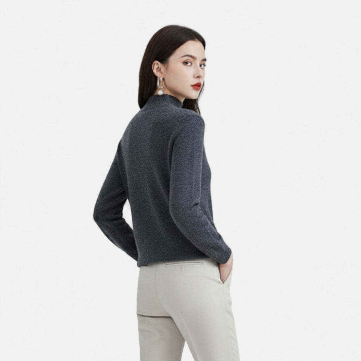Jacqueline | Women's Pure Wool Half-Neck Sweater