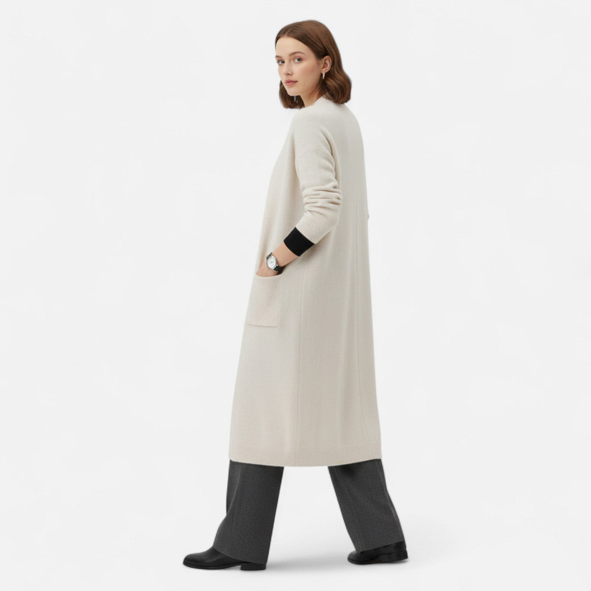 Kelly | Women's Open-Front Cardigan – Timeless Long Silhouette