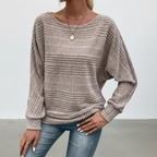 Beverly | Women's Textured Knit Sweater Relaxed Batwing Long Sleeves