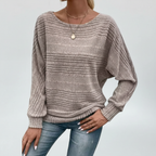 Beverly | Women's Textured Knit Sweater Relaxed Batwing Long Sleeves