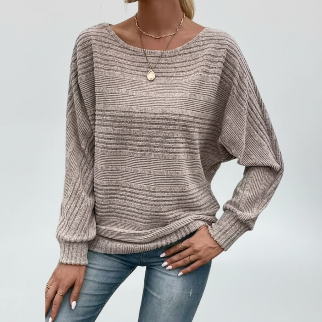 Beverly | Women's Textured Knit Sweater Relaxed Batwing Long Sleeves