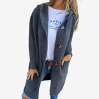 Evelyn | Women's Longline Hooded Knit Cardigan – Relaxed Button Layer for Everyday Wear