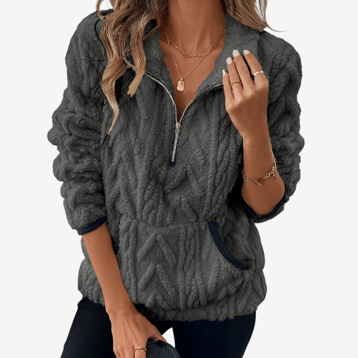 Melissa | Women's Plush Half-Zip Pullover – Cosy High-Collar Layer for Autumn and Winter
