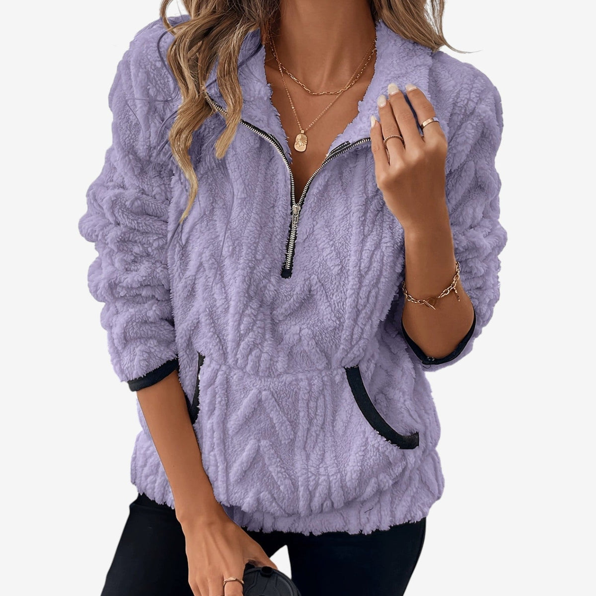 Melissa | Women's Plush Half-Zip Pullover – Cosy High-Collar Layer for Autumn and Winter