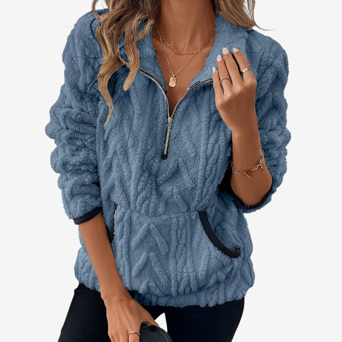 Melissa | Women's Plush Half-Zip Pullover – Cosy High-Collar Layer for Autumn and Winter