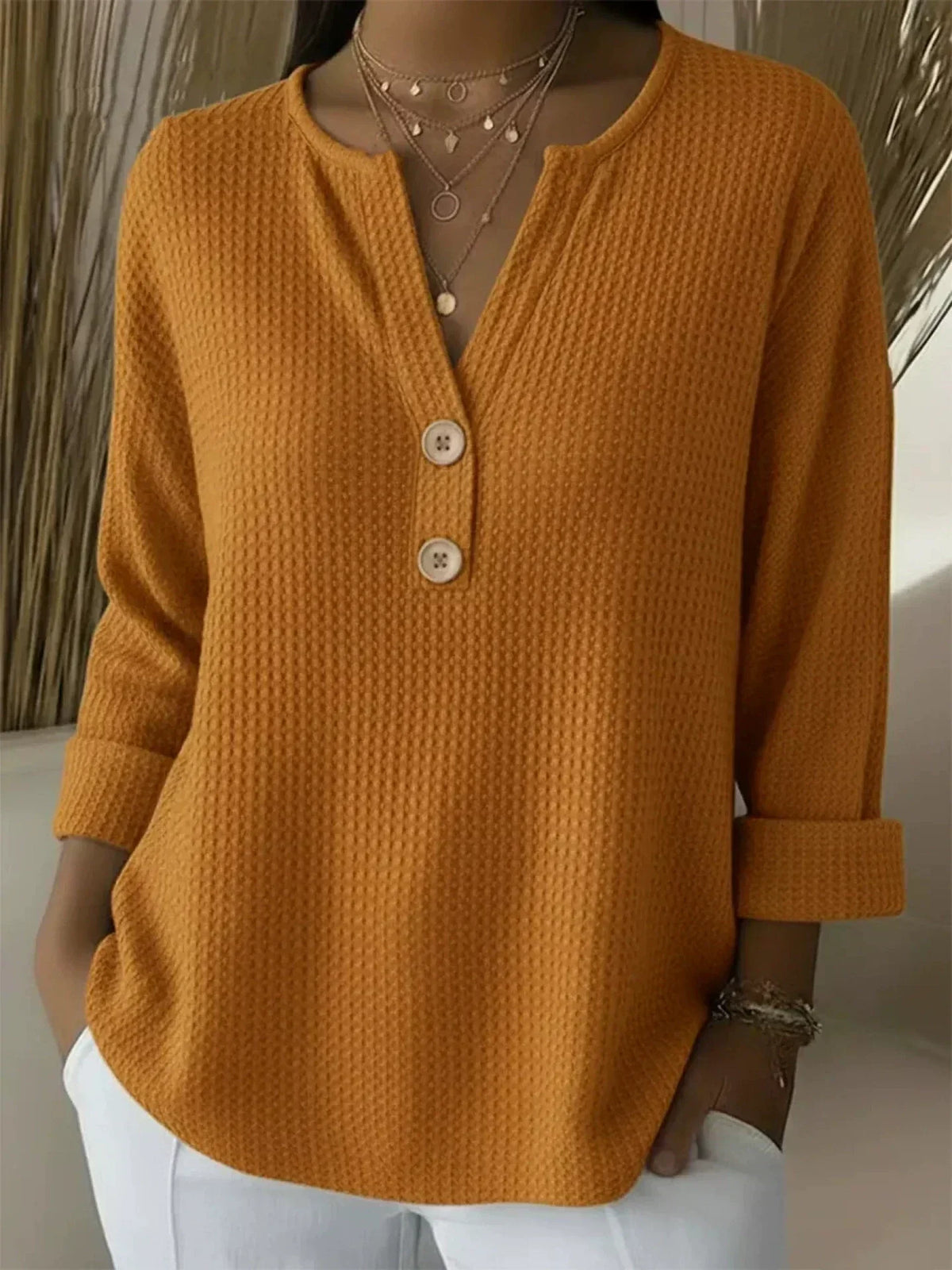 Sandra | Henley Button Top