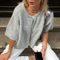 Katherine | Women's Short-Sleeve Knitted Cardigan – Soft Button-Front Layer for Casual Spring and Summer Wear