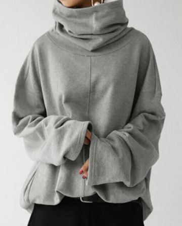 Elise | Women's Oversized Funnel-Neck Sweatshirt – Draped Pullover with Wide Sleeves