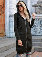 Beverly | Women's Longline Zip-Up Hoodie – Relaxed Hooded Layer with Front Pockets