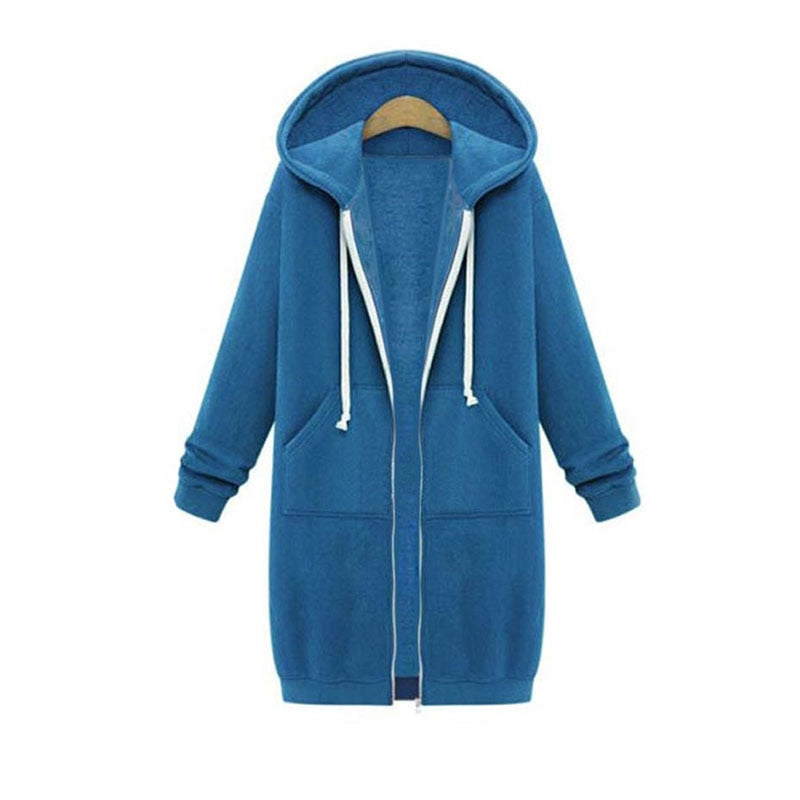 Beverly | Women's Longline Zip-Up Hoodie – Relaxed Hooded Layer with Front Pockets