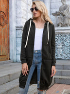 Beverly | Women's Longline Zip-Up Hoodie – Relaxed Hooded Layer with Front Pockets