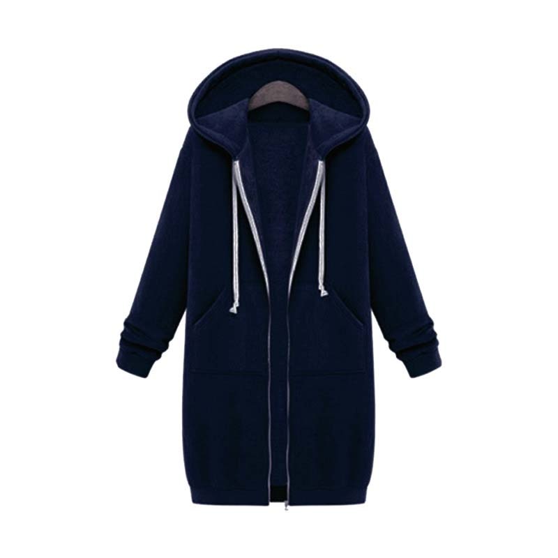 Lois | Women's Longline Zip-Up Hoodie – Casual Hooded Sweatshirt with Front Pockets