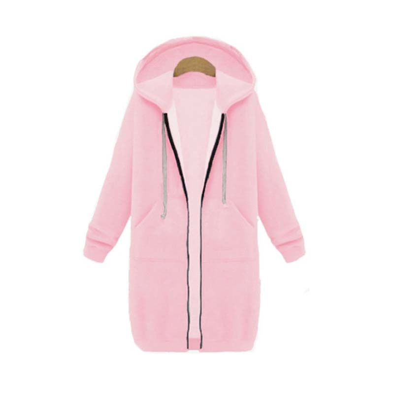 Lois | Women's Longline Zip-Up Hoodie – Casual Hooded Sweatshirt with Front Pockets