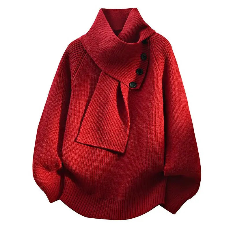 Greta | Women's Buttoned Shawl-Collar Sweater – Soft Relaxed Knit for Office, Travel and Winter Wear