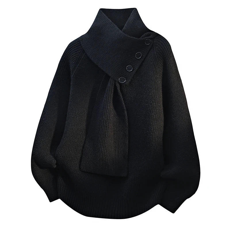 Greta | Women's Buttoned Shawl-Collar Sweater – Soft Relaxed Knit for Office, Travel and Winter Wear
