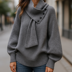 Greta | Women's Buttoned Shawl-Collar Sweater – Soft Relaxed Knit for Office, Travel and Winter Wear