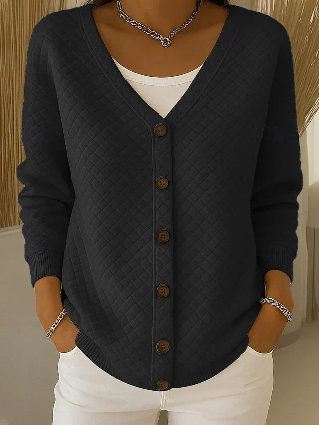 Neva | Quilted Button-Front Cardigan