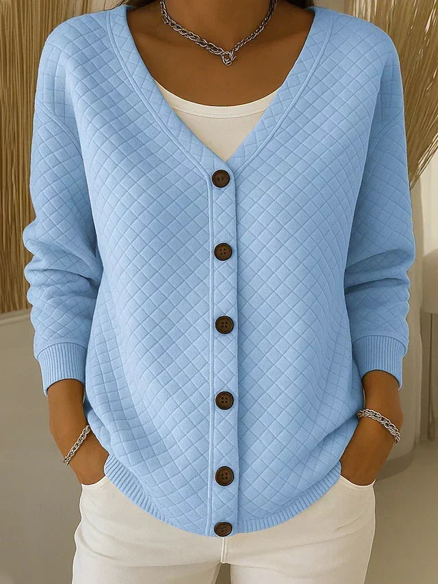 Neva | Quilted Button-Front Cardigan
