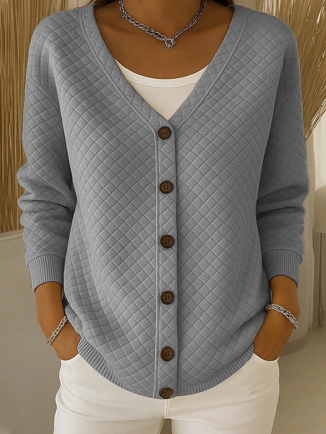 Neva | Quilted Button-Front Cardigan