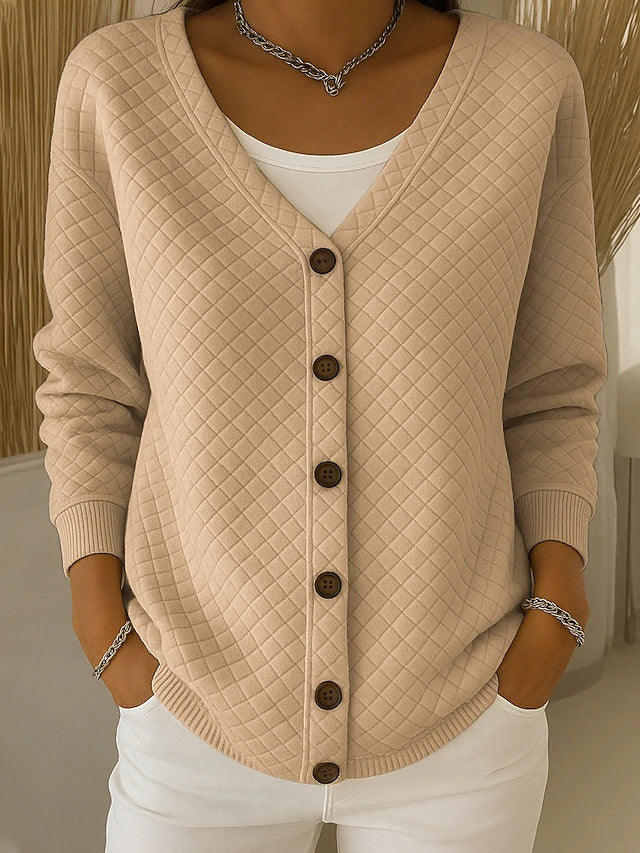 Neva | Quilted Button-Front Cardigan