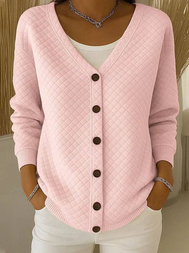 Neva | Quilted Button-Front Cardigan