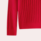Amanda | Women's Ribbed Knit Sweater with Notched Neck and Button Placket