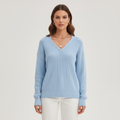 Melanie | Women's Ribbed V Neck Sweater with Relaxed Sleeves