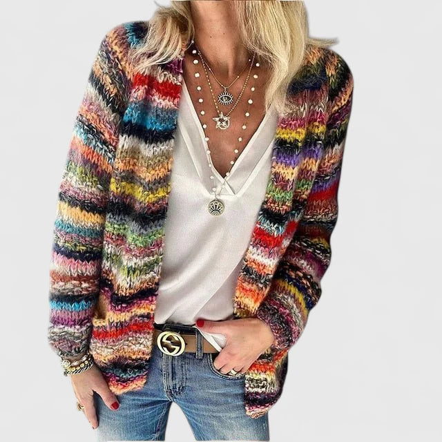 Delia | Women's Printed Open-Front Cardigan – Soft Relaxed Knit for Autumn Layering and Daily Wear