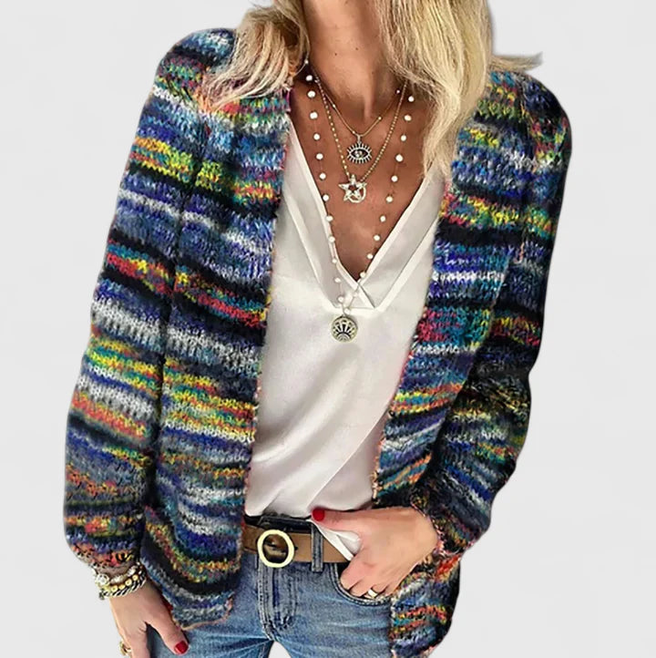 Delia | Women's Printed Open-Front Cardigan – Soft Relaxed Knit for Autumn Layering and Daily Wear