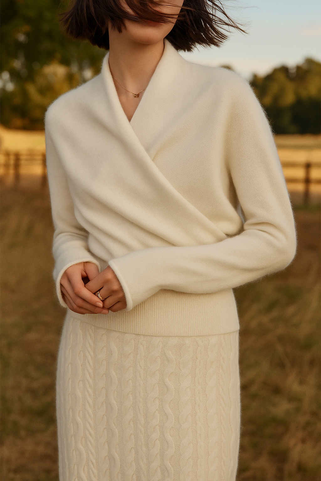 Beth | Women's Wrap Front Sweater – Refined Slim Knit for Office and Smart Casual Wear