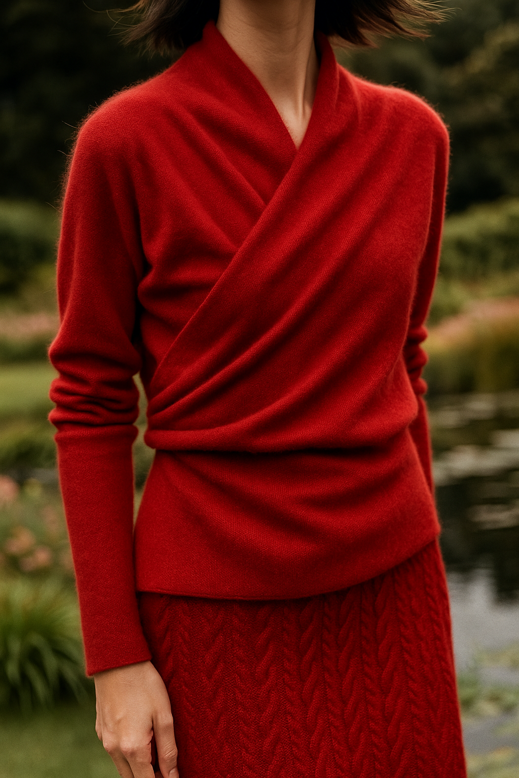 Beth | Women's Wrap Front Sweater – Refined Slim Knit for Office and Smart Casual Wear