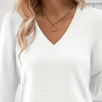 Vera | Women's V Neck Sweater with Side Button Detail