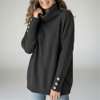 Corinne | Women's Ribbed Cowl Neck Sweater with Button Cuffs