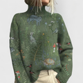 Jennifer | Women's Printed Turtleneck Knit Top – Relaxed Winter Layer for Everyday Wear