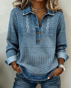 Audrey | Women's Printed Collared Top – Relaxed Half-Button Style for Smart Casual Wear