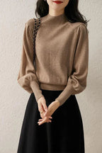 Lydia | Women's Mock Neck Knitted Top – Long Sleeve Layer for Autumn and Winter