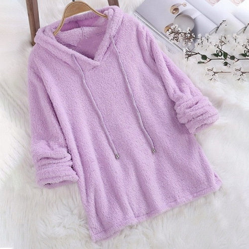 Abigail | Women's Plush Hooded Sweatshirt – Relaxed Drawstring Pullover Style for Cosy Autumn Winter Loungewear and Casual Everyday Wear