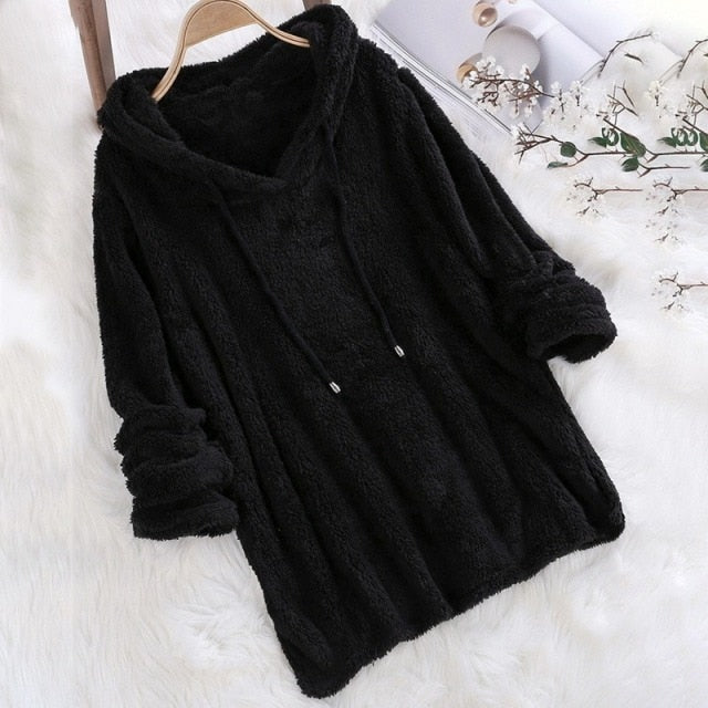 Abigail | Women's Plush Hooded Sweatshirt – Relaxed Drawstring Pullover Style for Cosy Autumn Winter Loungewear and Casual Everyday Wear