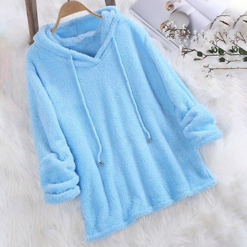 Abigail | Women's Plush Hooded Sweatshirt – Relaxed Drawstring Pullover Style for Cosy Autumn Winter Loungewear and Casual Everyday Wear