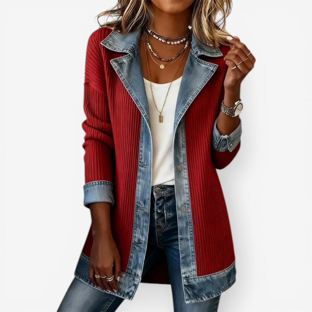 Penelope | Elegant Layered Collar Button Jacket