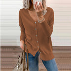 Clara | Women's V-Neck Knit Cardigan – Relaxed Button Layer for Autumn and Winter