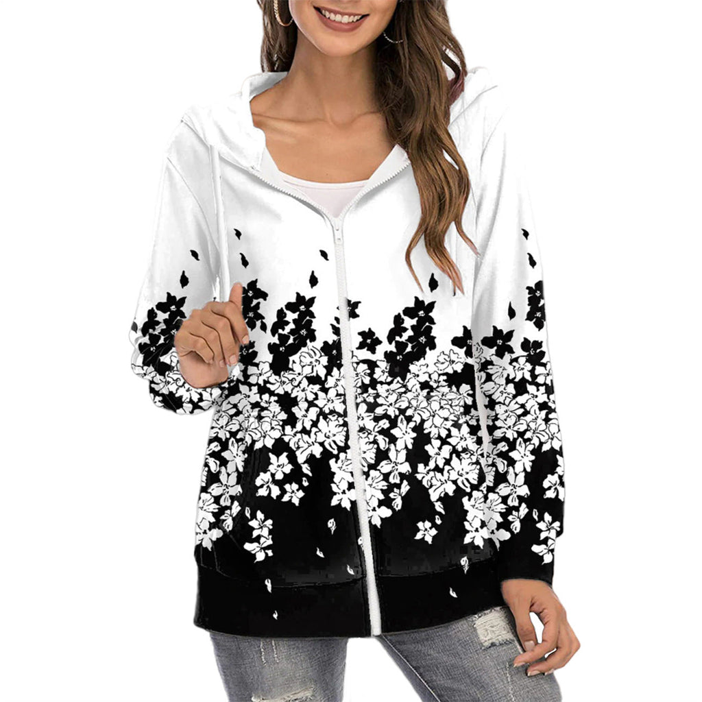 Annabel | Women's Butterfly Print Zip-Up Hoodie – Lightweight Casual Layer with Gradient Design
