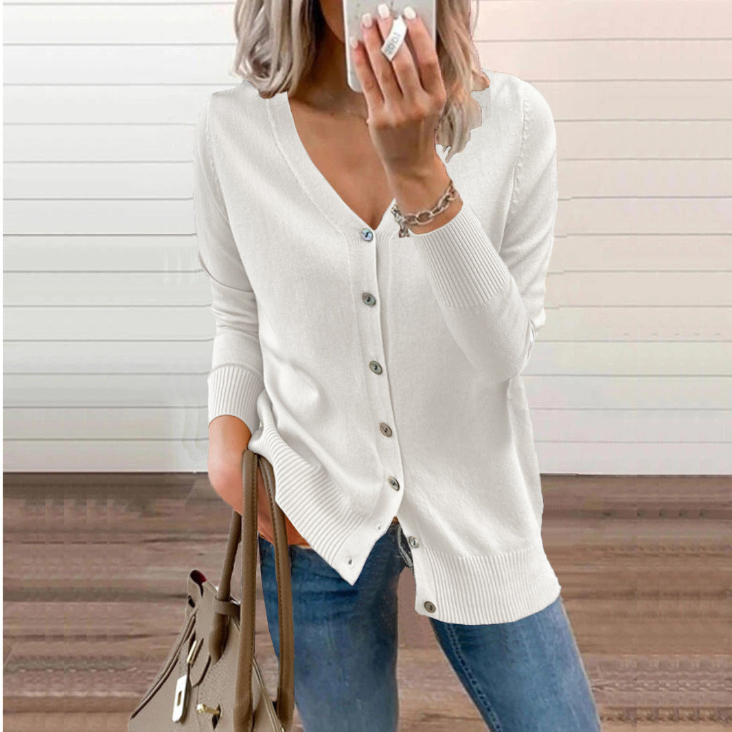 Clara | Women's V-Neck Knit Cardigan – Relaxed Button Layer for Autumn and Winter
